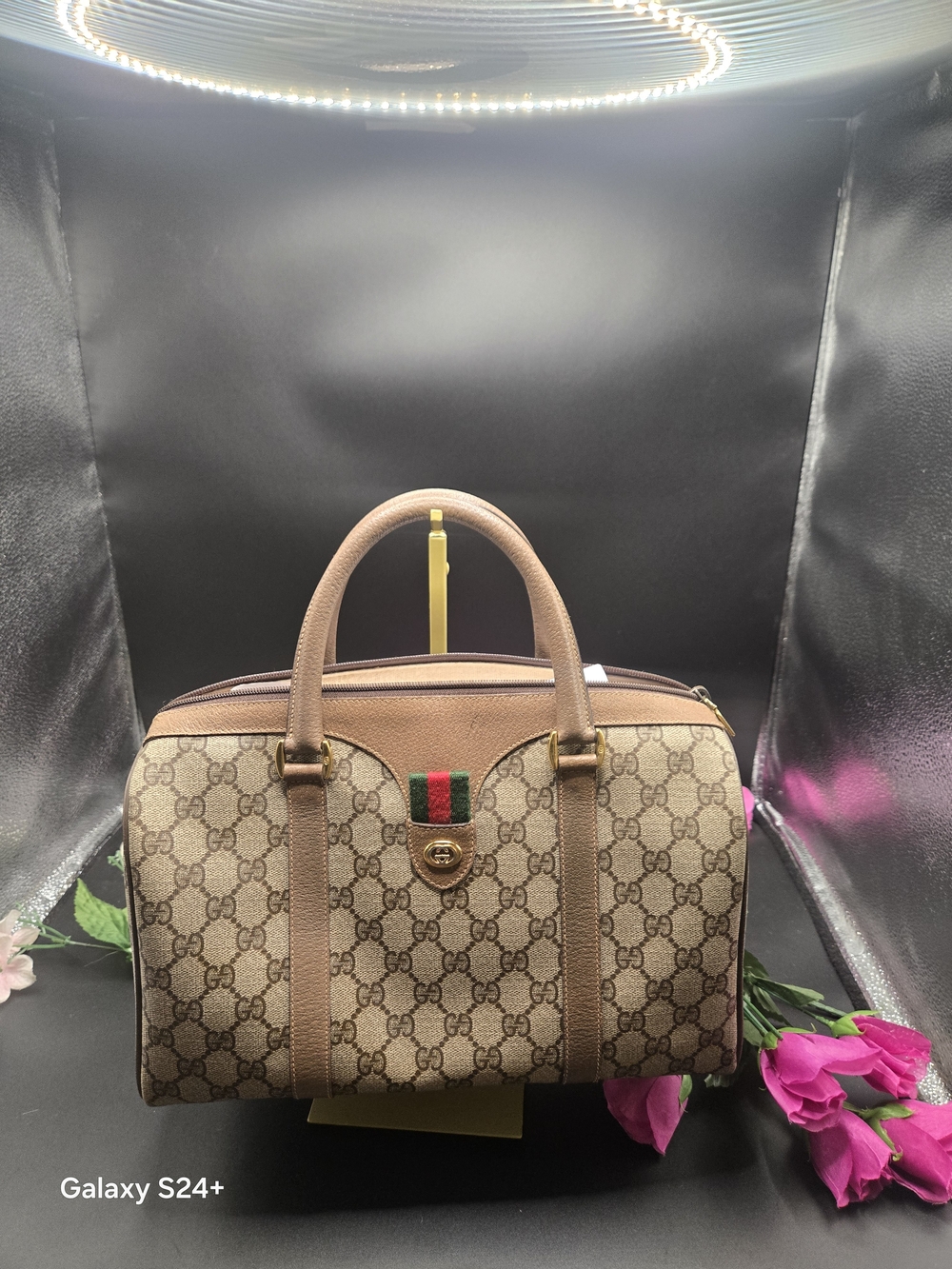 Gucci GG Supreme Web Top-Handle Satchel - Beige/Tan